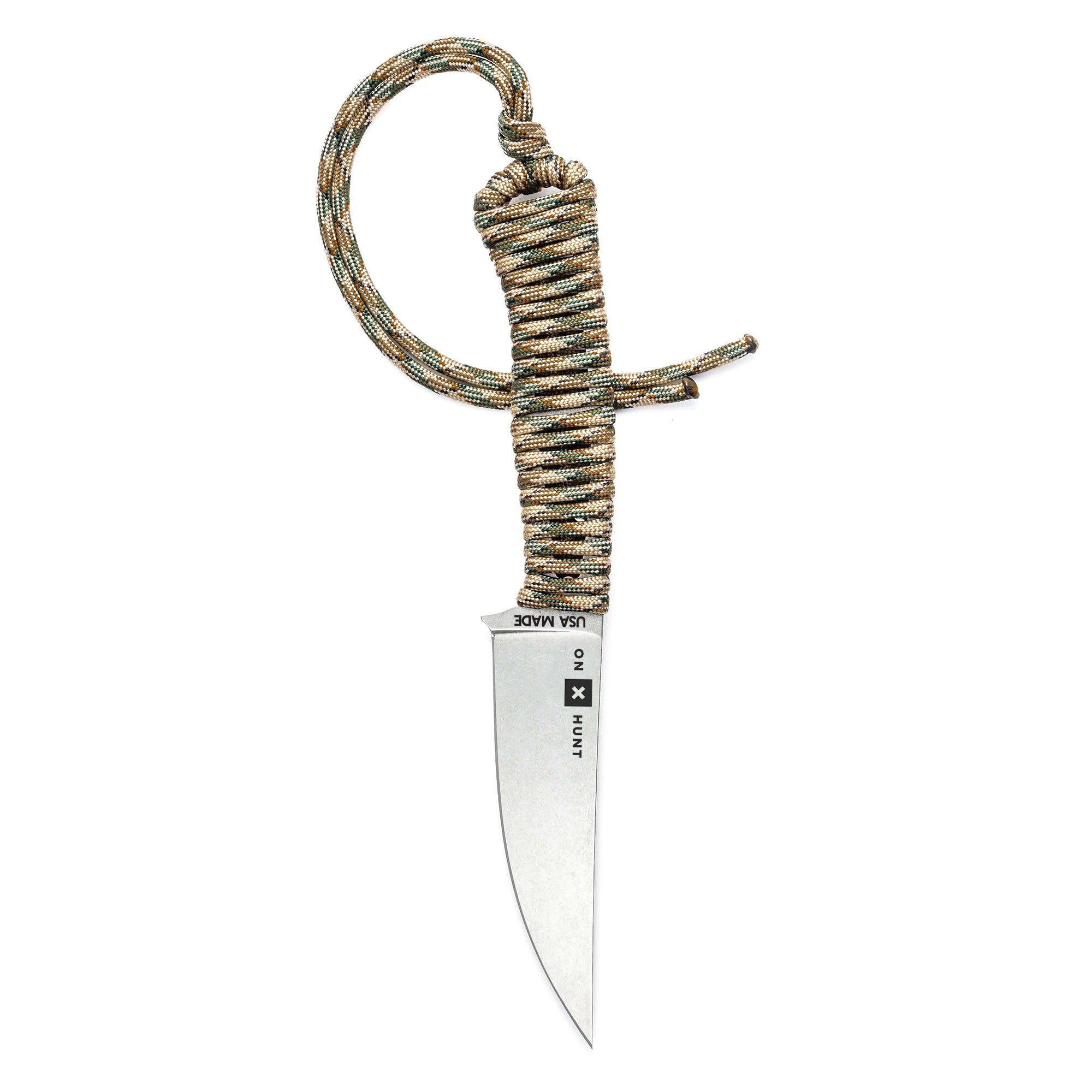 ONX Hunt Magnacut Speedgoat 2.0 knife with a durable blade and paracord handle, designed for outdoor enthusiasts.