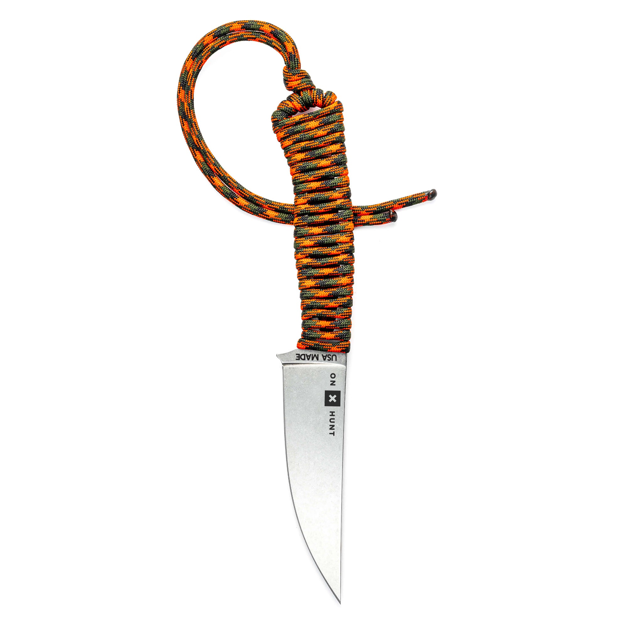 ONX Hunt Magnacut Speedgoat 2.0 knife with a durable blade and vibrant paracord handle, ideal for outdoor enthusiasts.