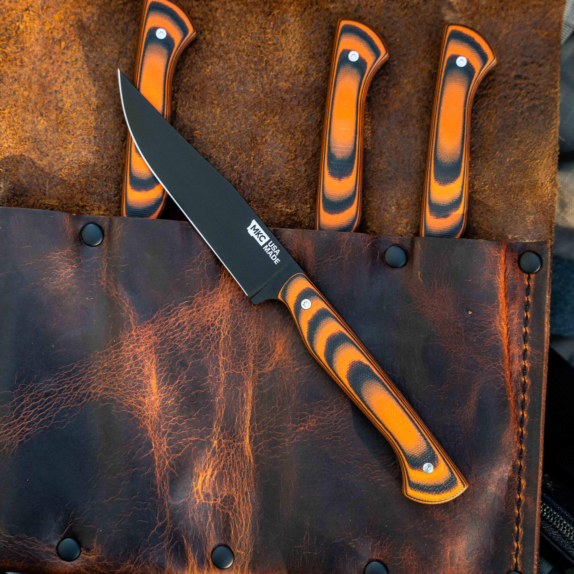 MKC STEAK KNIVES (SET OF 4) - PVD - ORANGE/BLACK