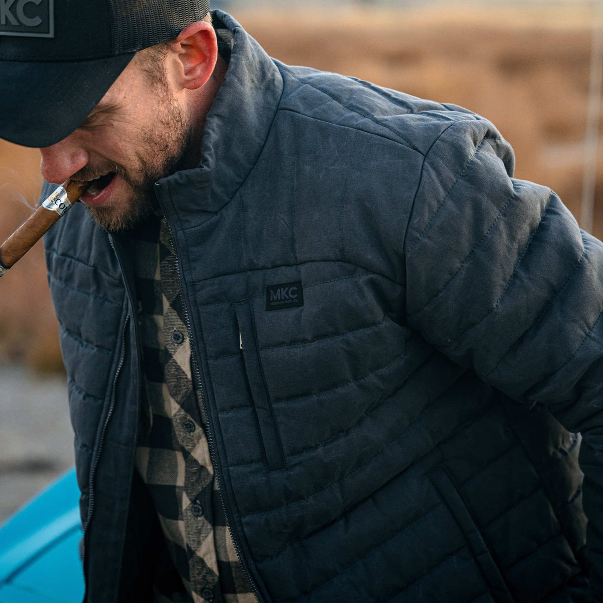 WHITEFISH WAXED CANVAS PUFFY JACKET - CHARCOAL