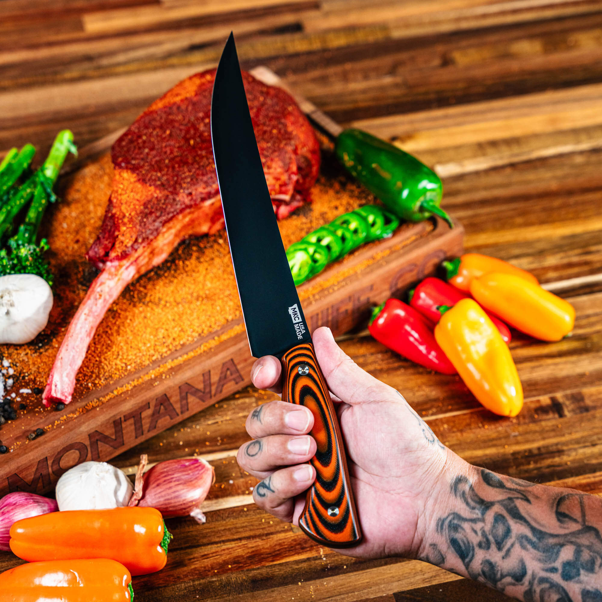MKC CARVING KNIFE - ORANGE & BLACK