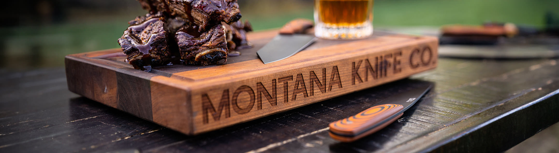 Cutting board on table