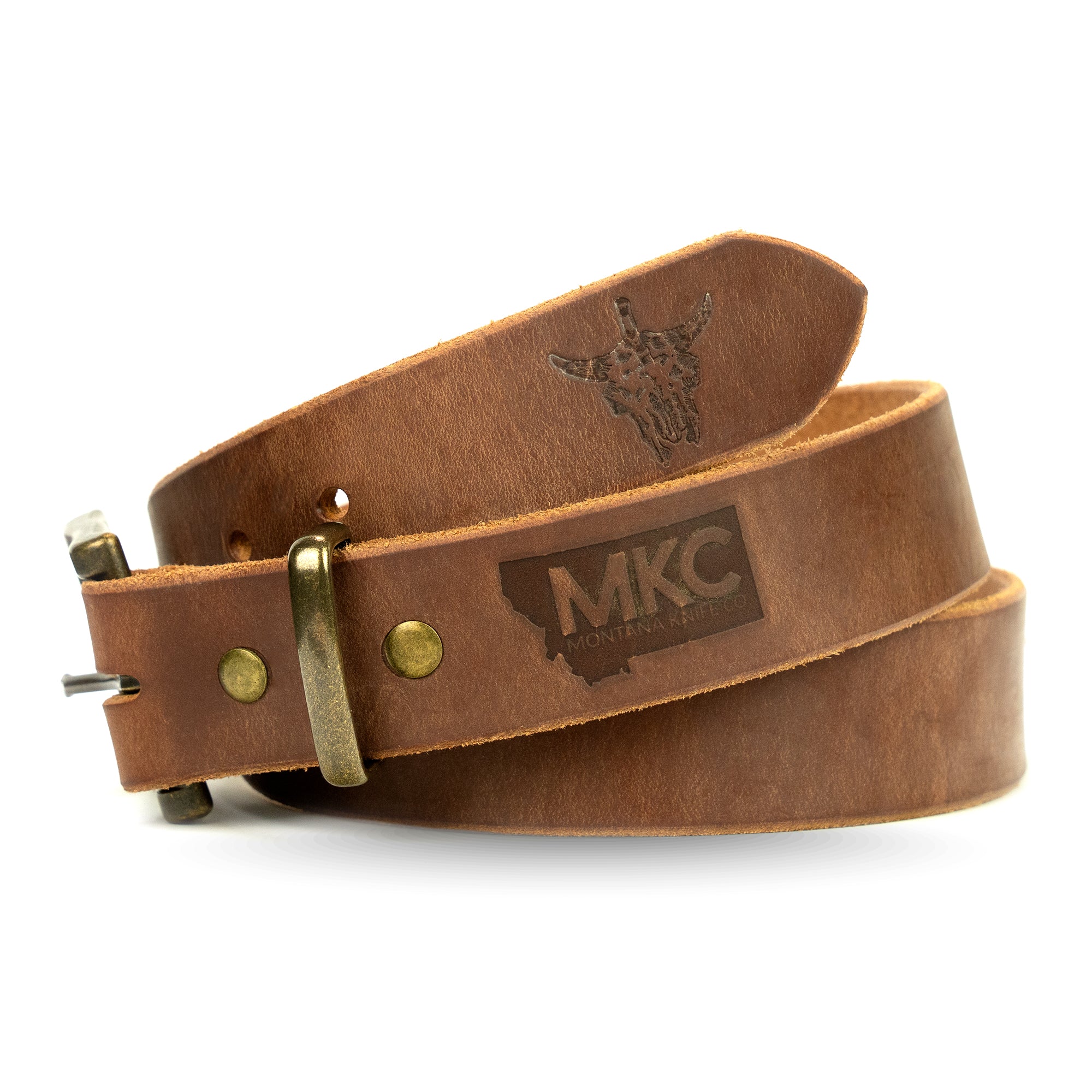 MKC LEATHER BELT - BROWN