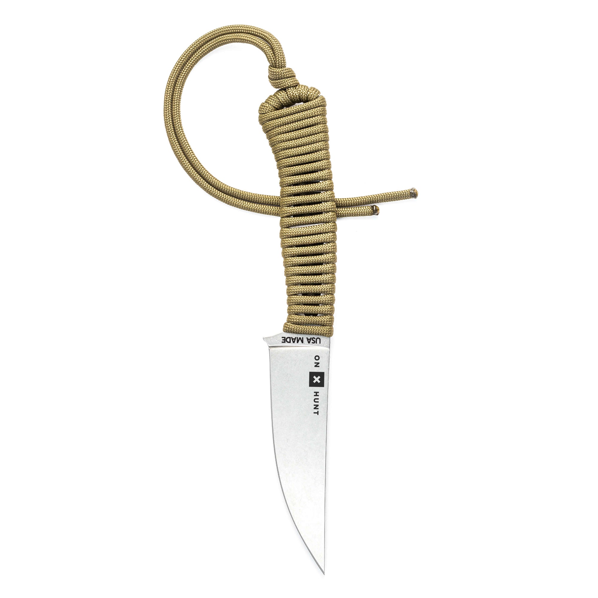 ONX HUNT Magnacut Speedgoat 2.0 knife with a paracord handle, designed for outdoor use and hunting enthusiasts.