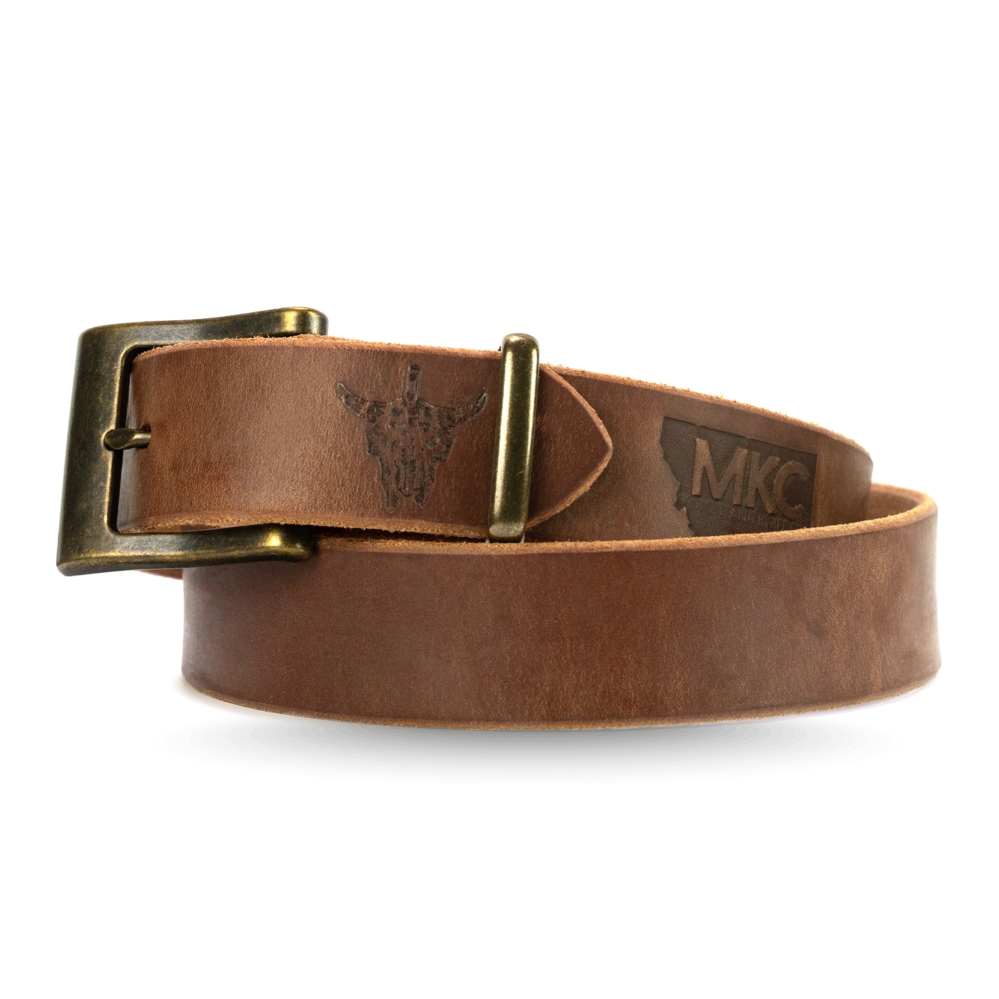 MKC LEATHER BELT - BROWN