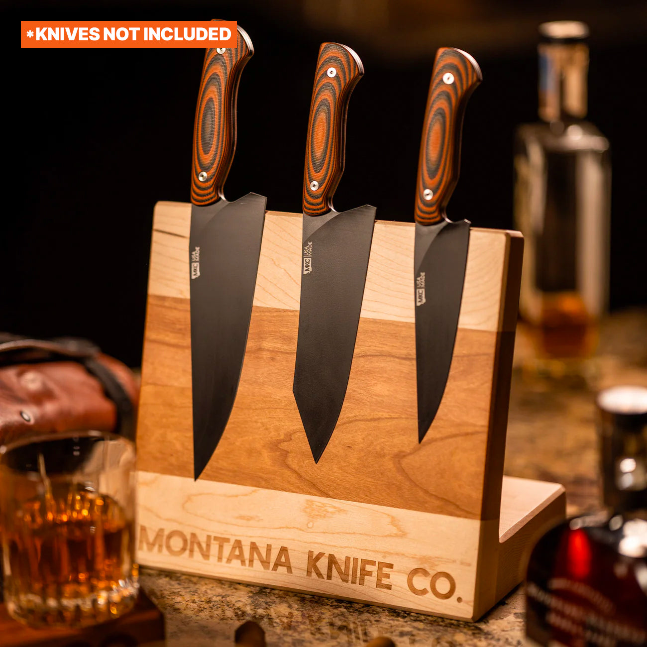 MKC CULINARY KNIFE STAND - LIGHT WOOD FINISH