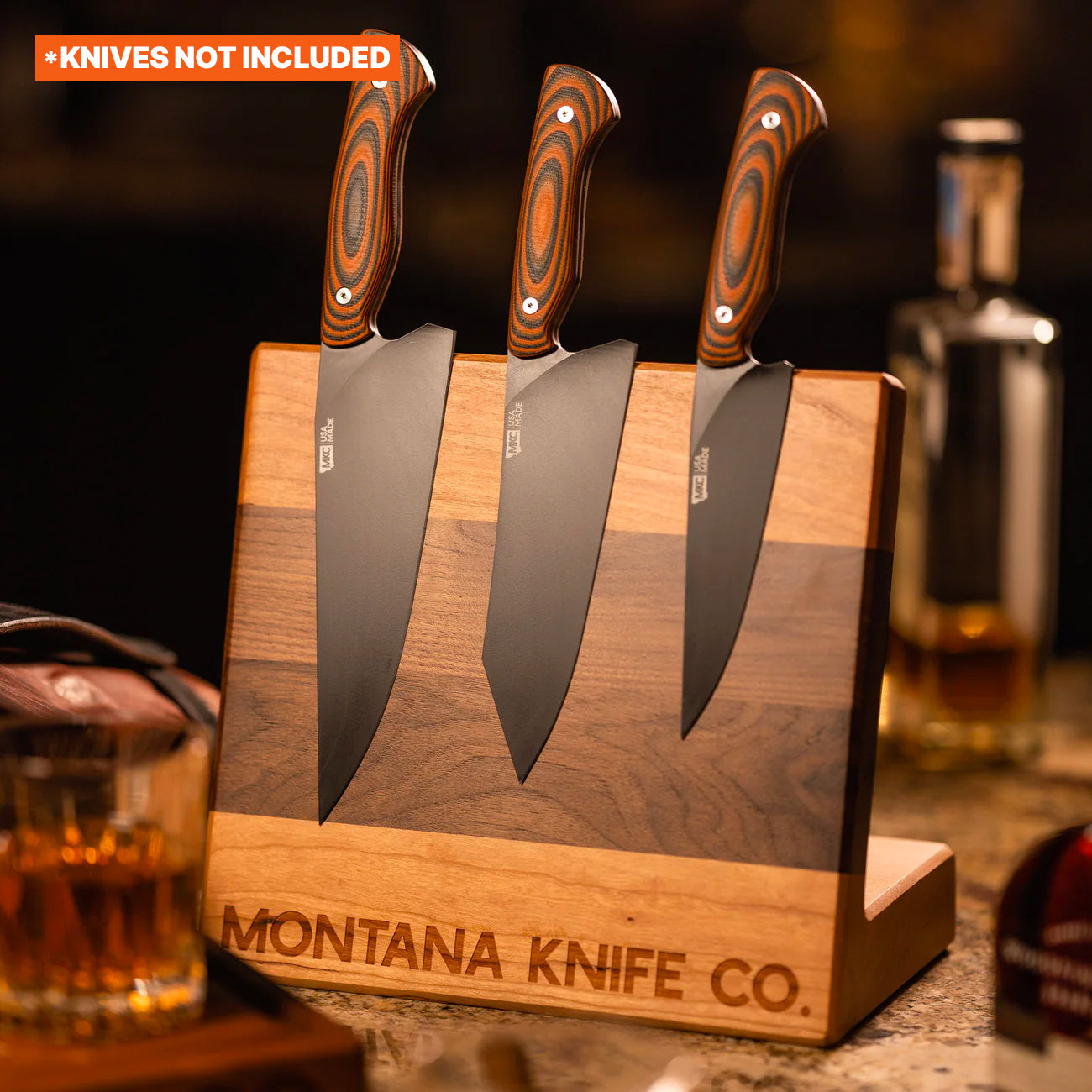 MKC CULINARY KNIFE STAND - DARK WOOD FINISH