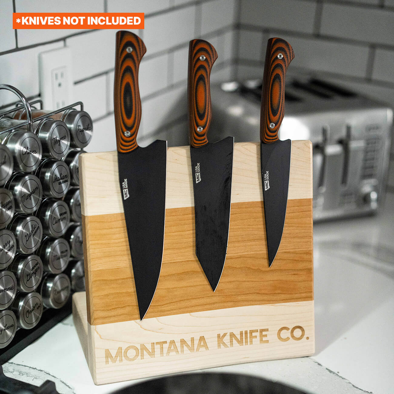 MKC CULINARY KNIFE STAND - LIGHT WOOD FINISH