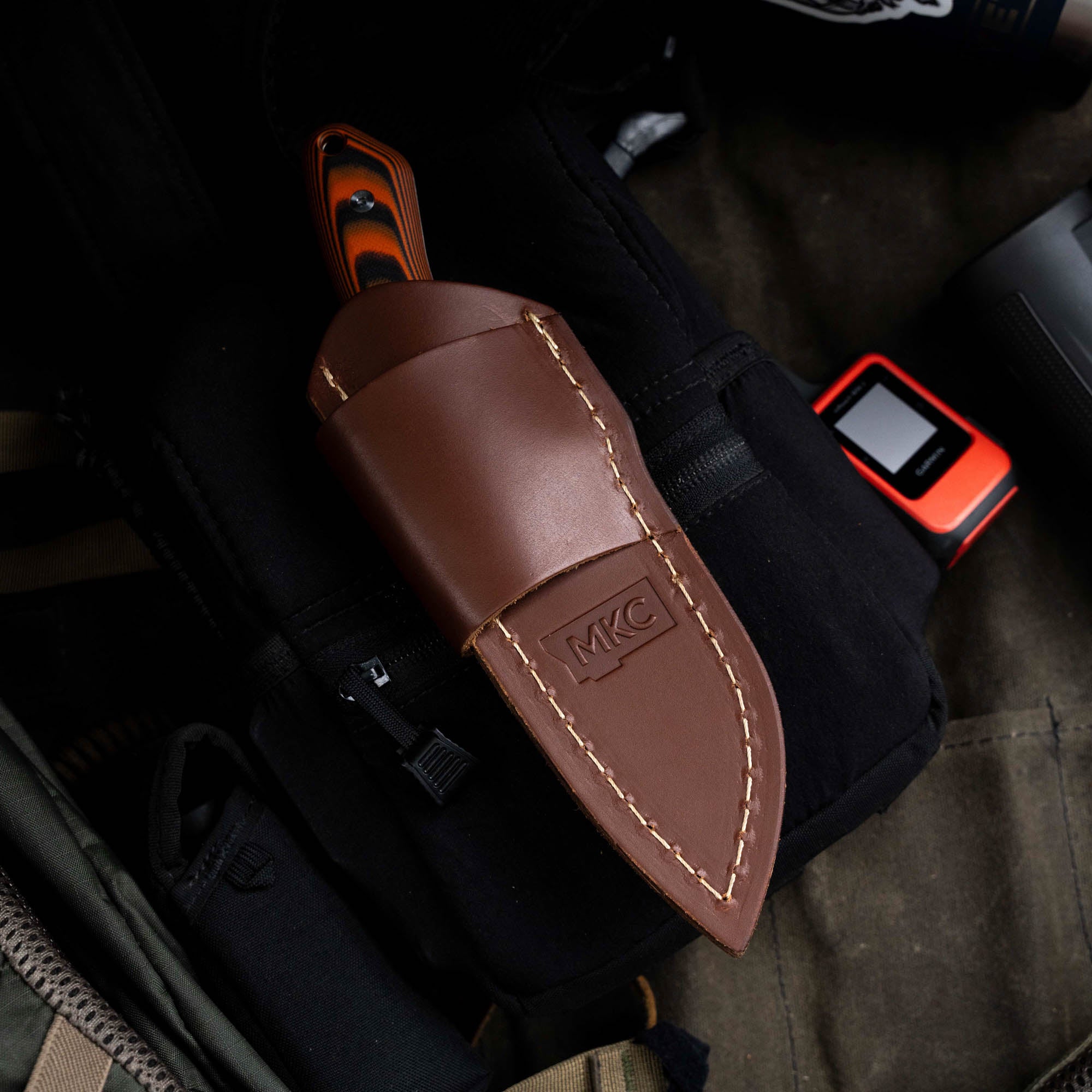 MULE DEER LEATHER SHEATH - HORIZONTAL BELT CARRY