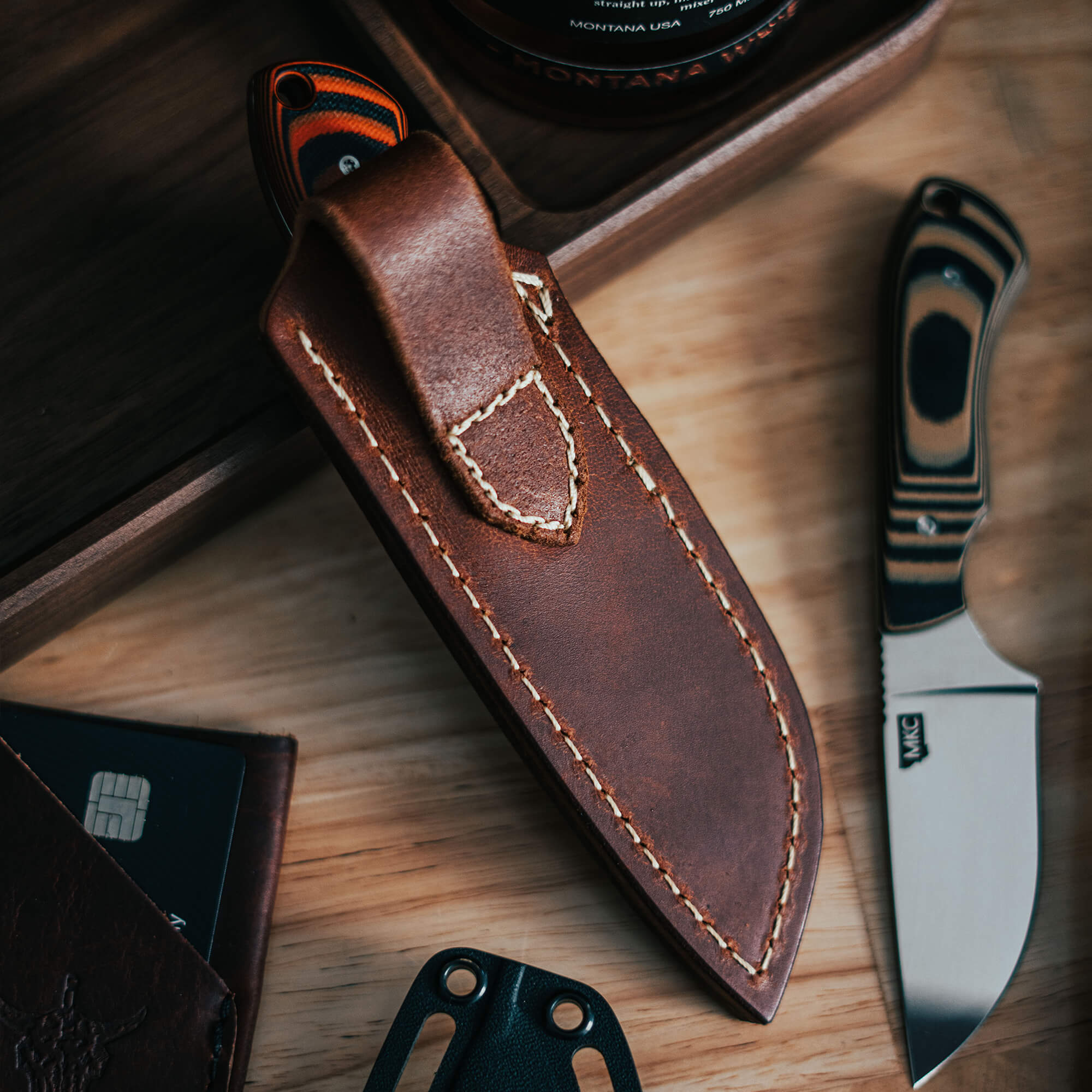 ELKHORN SKINNER LEATHER SHEATH - VERTICAL BELT CARRY