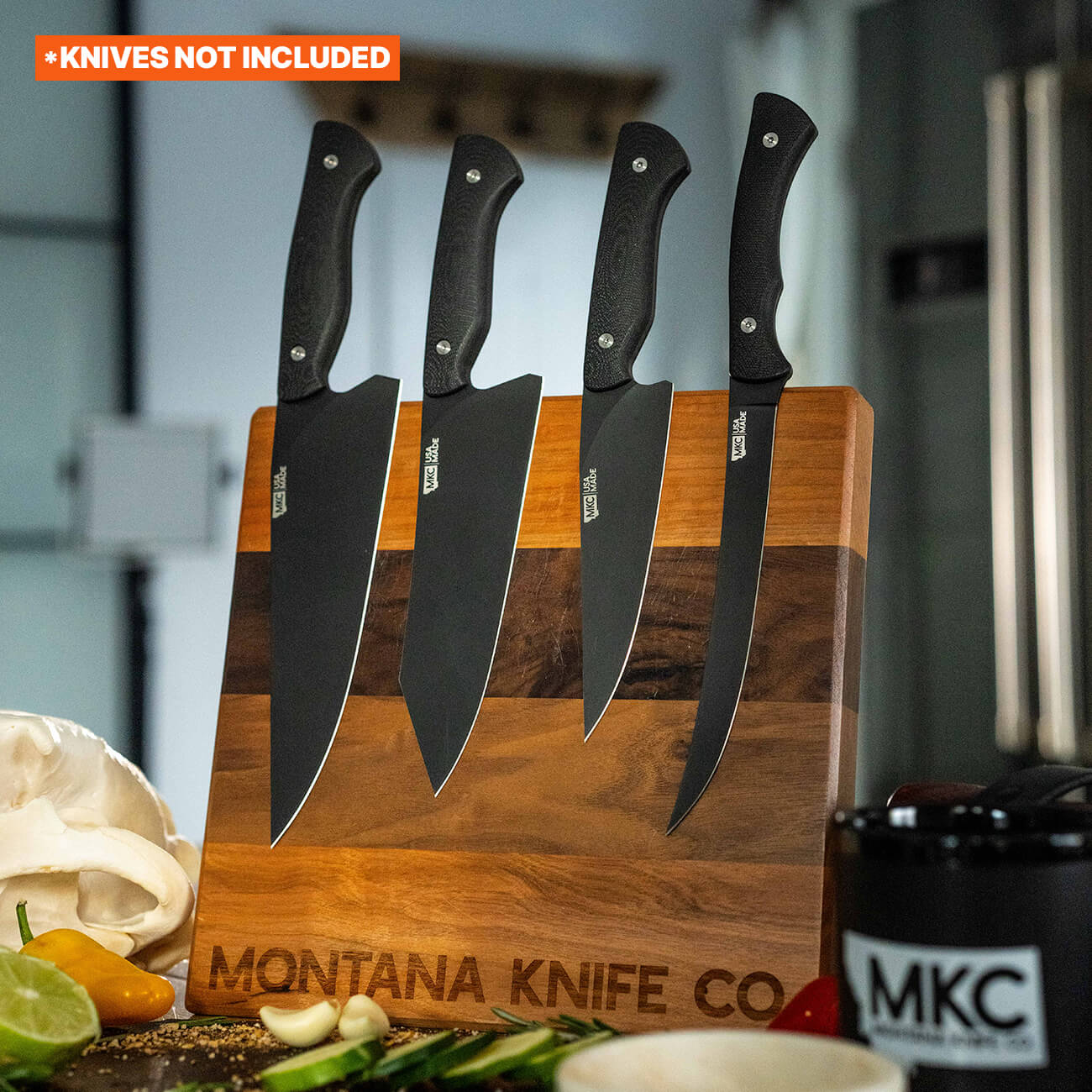 MKC CULINARY KNIFE STAND - DARK WOOD FINISH