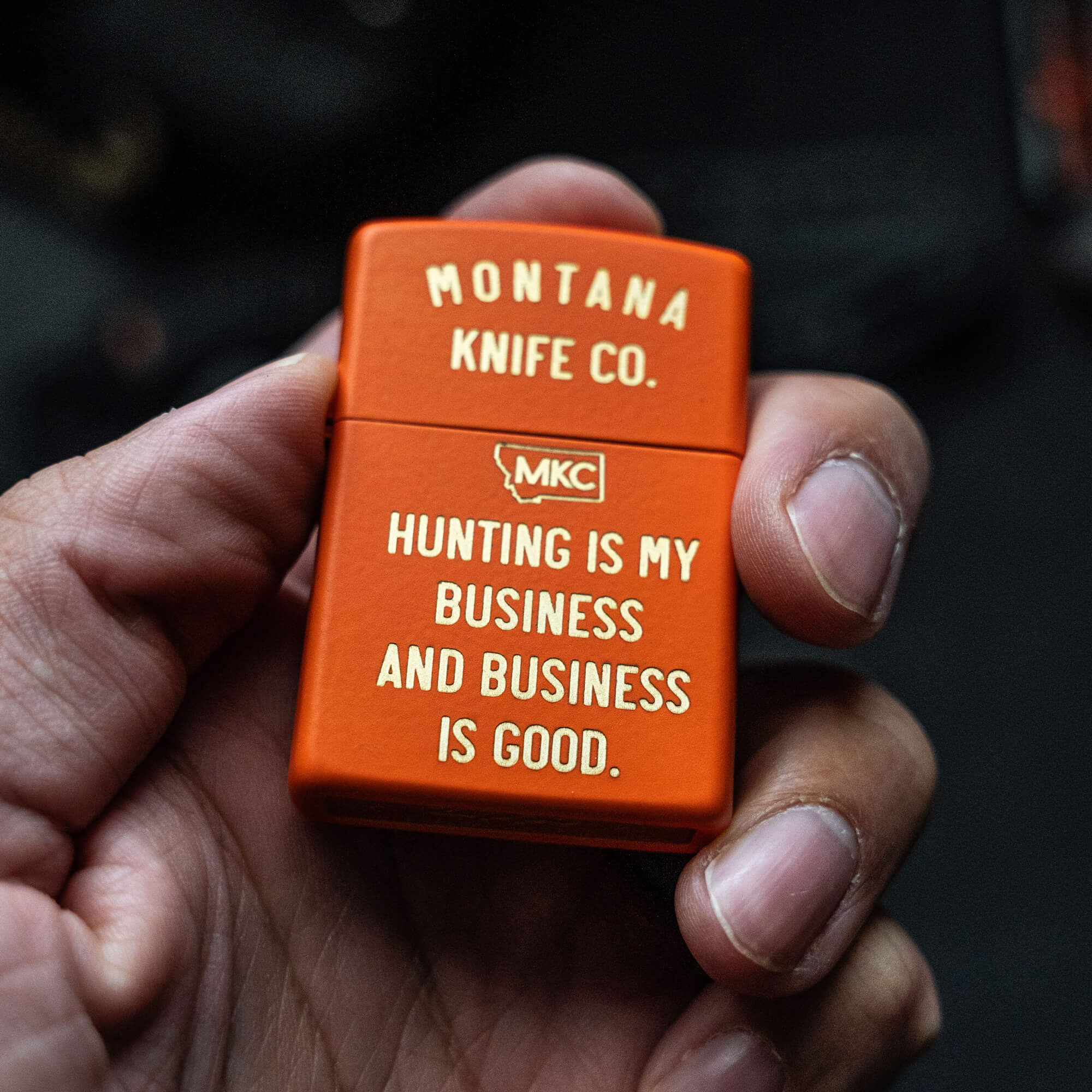 HUNTING IS MY BUSINESS BLAZE ORANGE CERAKOTE - ZIPPO LIGHTER - USA MADE