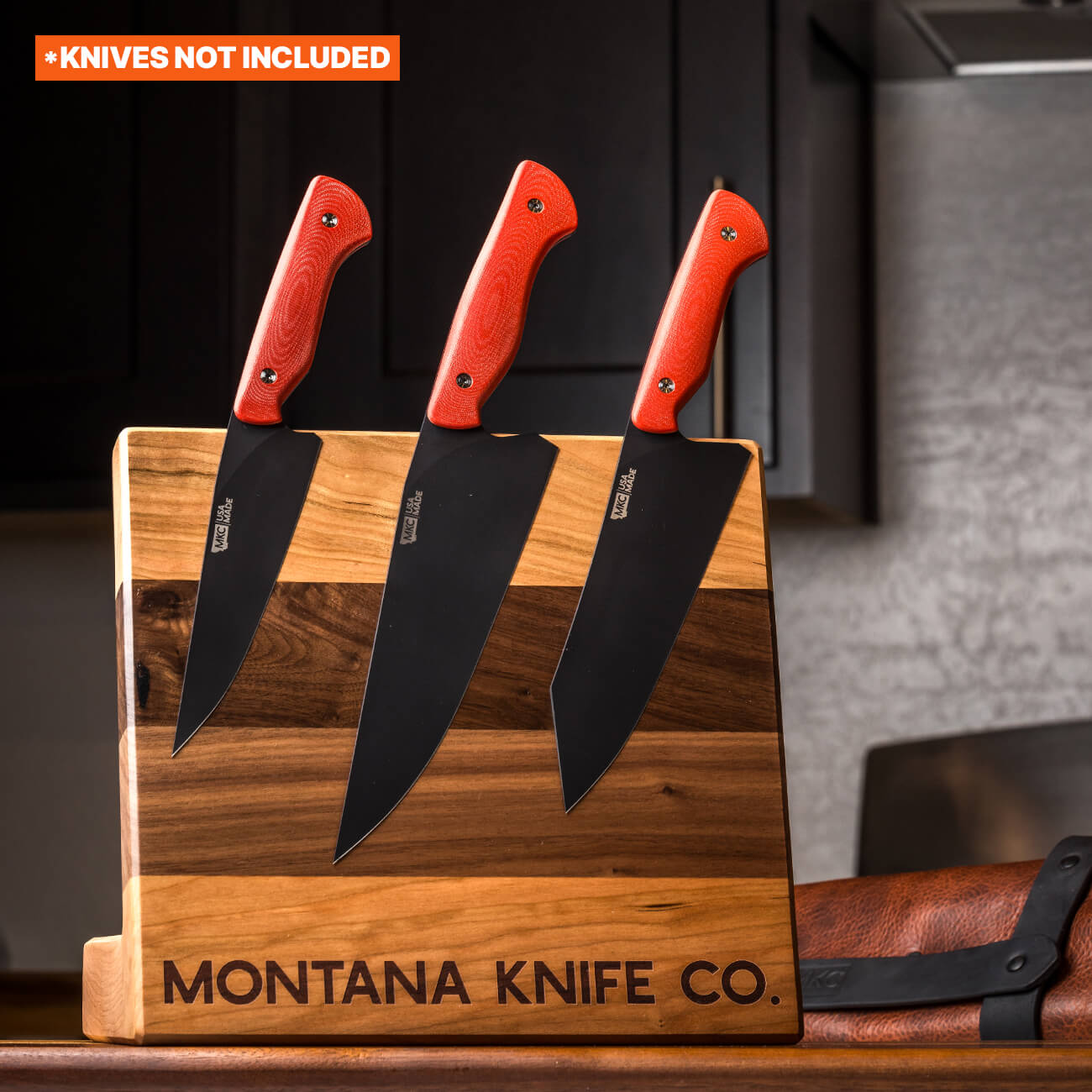 MKC CULINARY KNIFE STAND - DARK WOOD FINISH