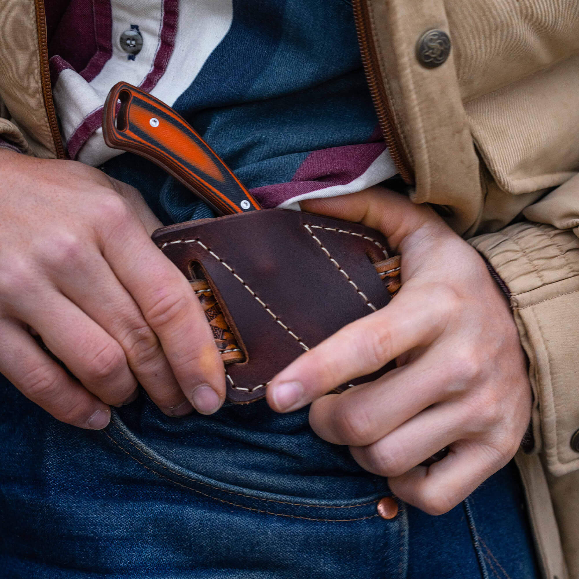 STOCKYARD LEATHER SHEATH - ANGLED BELT CARRY