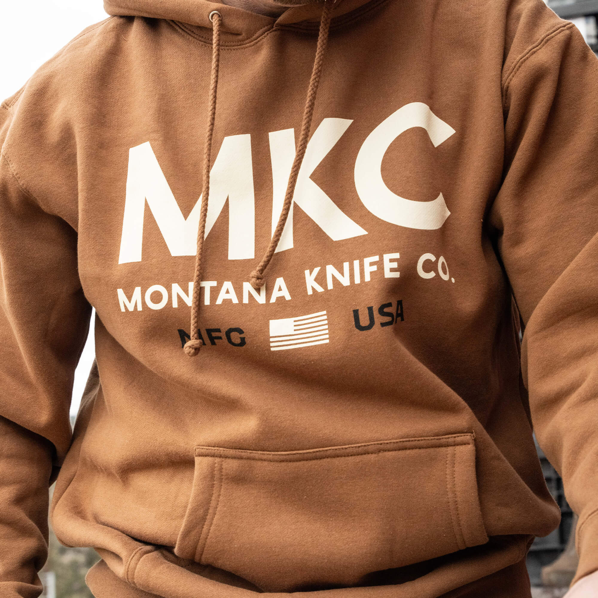 MKC LARGE LOGO HOODIE - SADDLE