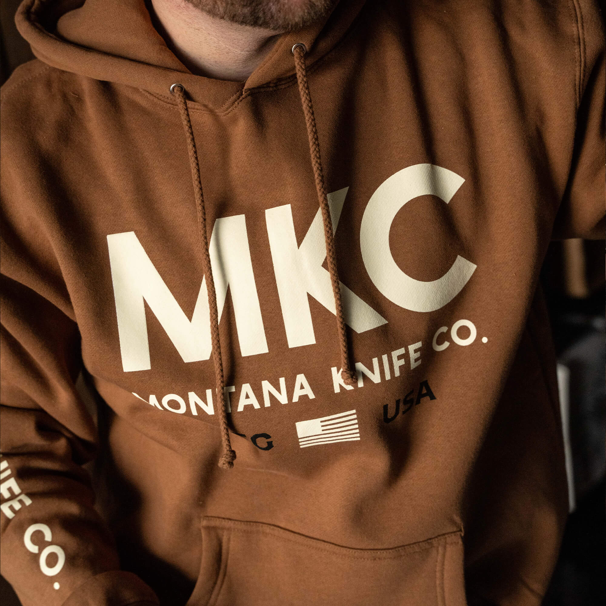 MKC LARGE LOGO HOODIE - SADDLE