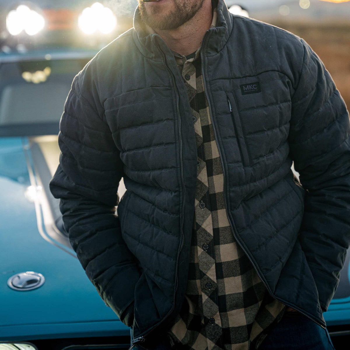 WHITEFISH WAXED CANVAS PUFFY JACKET - CHARCOAL
